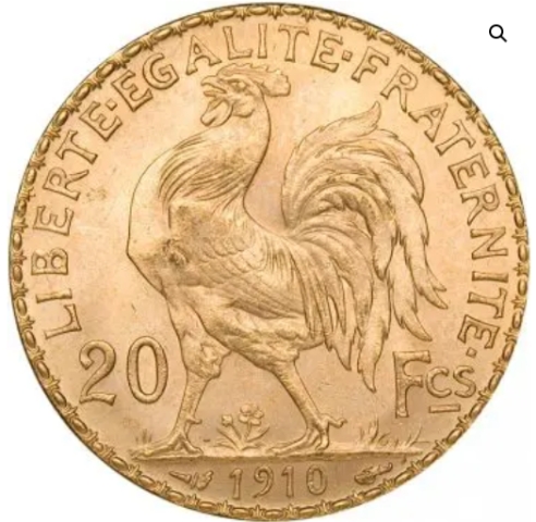 20 Franc Gold French Rooster Coin