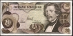 1967 Twenty Schilling Bank Note of Austria.