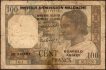 Extremely Rare One Hundred Francs Note of 1961 Madagascar.