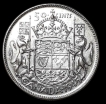 Silver 50 Cents Coin of King George VI Canada of 1945. 
