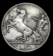 Silver 10 Lire Coin of Vittorio Emanuele III Italy of 1929.