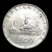Silver 500 Lire Coin of Italy 1958-2001.