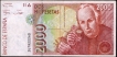 1992 Two Thousand Pesetas Bank Note of Spain.