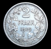 Silver-2-Frank-Coin-Of-Leopold-II-Belgium-of-1909.