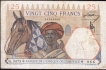 1942 Twenty Five Francs Bank Note of French West Africa. 