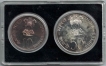 1974-UNC-Set-Planned-Families-Food-For-All-Bombay-Mint-Set-of-2-Coins.