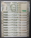 Set of  Five Hundred Rupees Fancy Number Complete 10 Notes.
