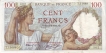 One Hundred Francs Bank Note of France 1935-1942.