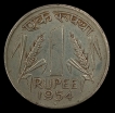 1954-Republic India-Nickel One Rupee Coin-Bombay Mint