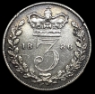 1886 Silver Three Pence Coin of Queen Victoria of United Kingdom.