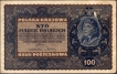 1919 One Hundred Marek Bank Note of Poland.