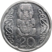 Steel 20 Pence of Elizabeth II (AD 2006) from New Zealand with Tribal Humans