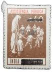 Postal-Stamp-of-India-Portugues---Assistencia-Publica-Cancelled-and-Over-Printed
