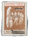 Postal-Stamp-of-India-Portugues---Assistencia-Publica-Cancelled-and-Over-Printed