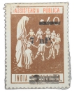 Postal-Stamp-of-India-Portugues---Assistencia-Publica-Cancelled-and-Over-Printed