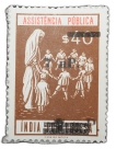Postal-Stamp-of-India-Portugues---Assistencia-Publica-Cancelled-and-Over-Printed