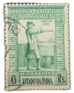 Postal-Stamp-of-India-Portugues---Green-6-Ries-with-Vasco-Da-Gama----Used-as-per