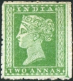 INDIA 1883 QV 2a GREEN PERFORATED