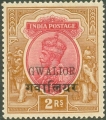 GWALIOR KGV 1928-36 2r Carmine and orange