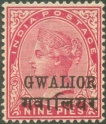 GWALIOR-QV-1885-97-9p-Carmine,-Double-Print-one-Albino