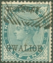 GWALIOR QV 1885-97 1/2a Blue-green