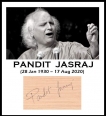 Autograph of classical Vocalist,Mewati gharana Pandit Jasraj