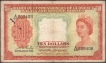 1953 Ten Dollars Bank Note of Queen Elizabeth II of Malaya.
