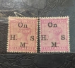 India-1883-99-Queen-Victoria-8a-Dull-Mauve/Magenta-MNH/MH/VF/XF-SG#O45,46