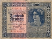 Thousand Kronen Note of Austria.