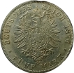 1876 Silver Five Mark Coin of Germany.