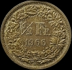1966 Silver Half Franc Coin of Switzerland.