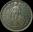 1920 Silver Two Franc Coin of Switzerland.
