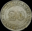 1910 Silver Twenty Cents Coin of Straits Settelment.