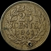 1941 Silver Twenty Five Cents Coin of Netherlands.