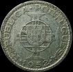 1952 Silver Ten Escudos Coin of Mozambique.