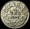 1945 Silver Half Franc Coin of Switzerland.