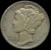 1943 Silver Dime Coin of United States of America.