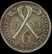 1944 Silver Six Pence Coin of Zimbabwe.