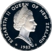 1982 Silver One Dollar Proof Coin of New Zealand.