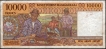 Ten Thousand Francs Note of 1995-2003 of Madagascar.