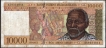 Ten Thousand Francs Note of 1995-2003 of Madagascar.