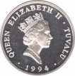 Silver Twenty Dollars Proof Coin of Tuvalu Issued in 1996.