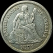 Silver One Dime Coin of United States of America Issued in 1871.