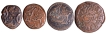 Set of 4 Copper Coins of Mysore State Wadiyar Period.