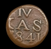 Indo-Danish, Tranquebar,-Christian-VIII Copper-4-Cash-with-Date-1841.