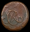Indo-Danish, Tranquebar,-Christian-VIII Copper-4-Cash-with-Date-1842.