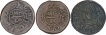 Lot of Three Copper One & Half Dokdo Coins of Kutch State of Pragmaljji II.