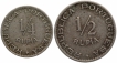 1947-Set-of-Two-Cupro-Nickel-Rupia-Coins-Indo-Portuguese-of-Luiz-I.