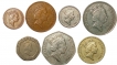 Set-of-Seven-Different-Copper-Nickel-Coins-of-Different-Year-of-United-Kingdom.