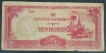 Ten Rupees Note of 1942-1944 of Burma.